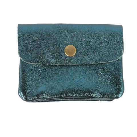 Metallic Leather Coin/Card Purse - Emerald
