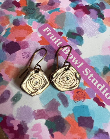 Fruit Bowl Studio - Bronze Earrings with Pale Green