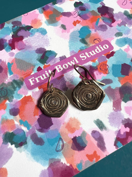 Fruit Bowl Studio - Bronze Earrings Clear