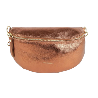 Metallic Leather Crossbody Bum Bag - Bronze